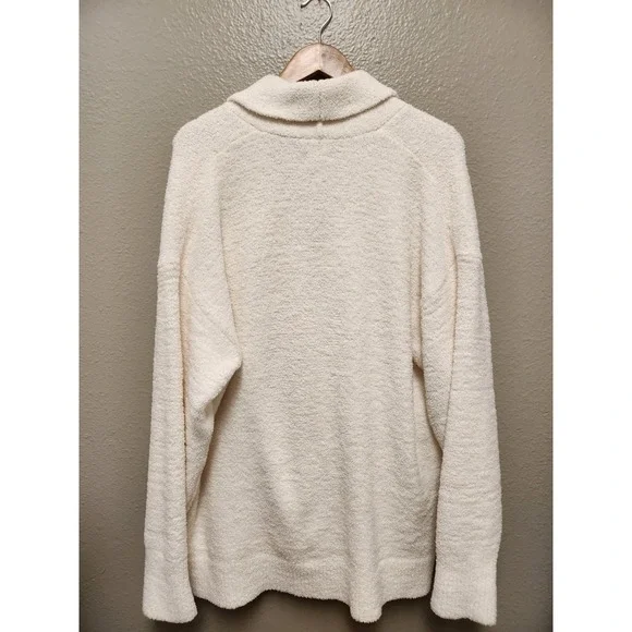 Aerie Textured Knit Boyfriend Cardigan Cream Ivory Button Front Pockets Size XLG - Picture 2 of 5